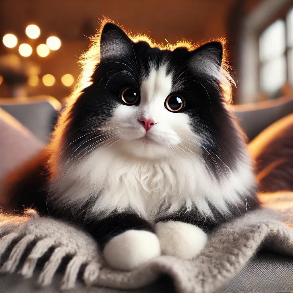 A_fluffy_tuxedo_cat_with_distinct_black_and_white